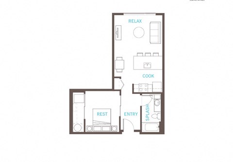 1 Bedroom 1 Bathroom Floor Plan 1 Bedroom 1 Bathroom Floor Plan at Vue 22 Apartments, Bellevue, Washington